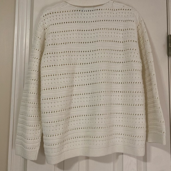 ASOS DESIGN knit button front collar cardigan in stripe open stitch size S - Picture 4 of 5